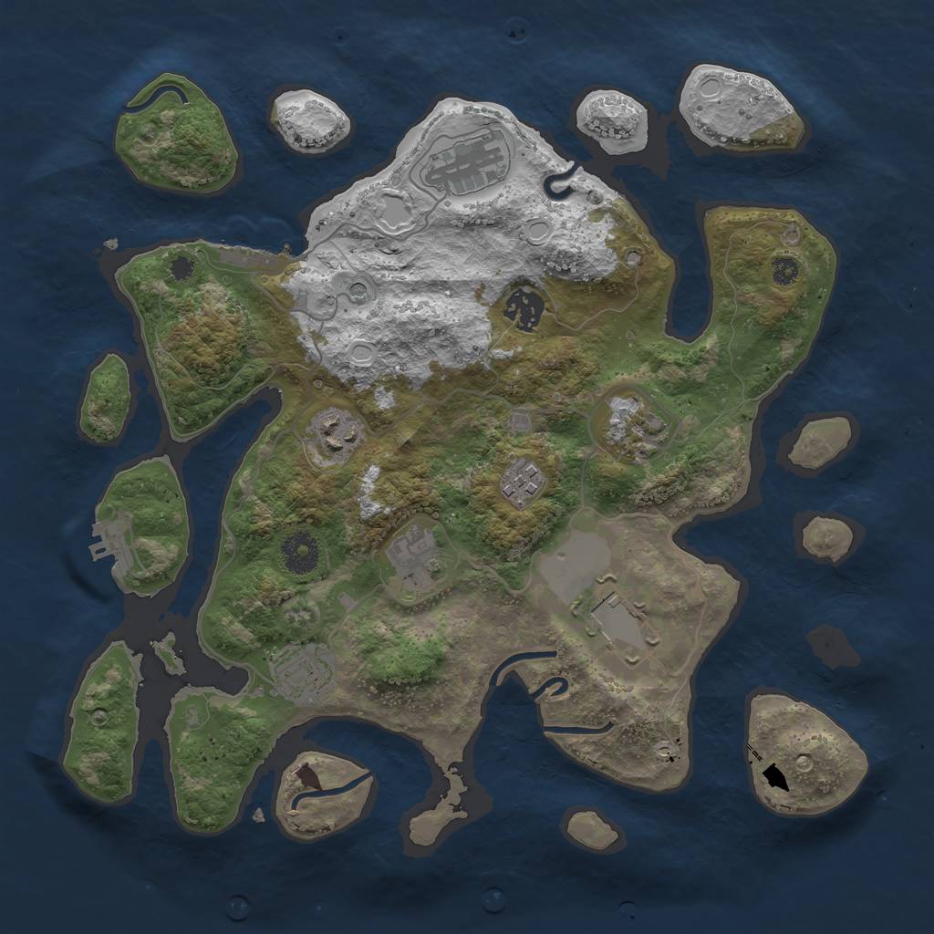Rust Map: Procedural Map, Size: 3500, Seed: 7821, 19 Monuments