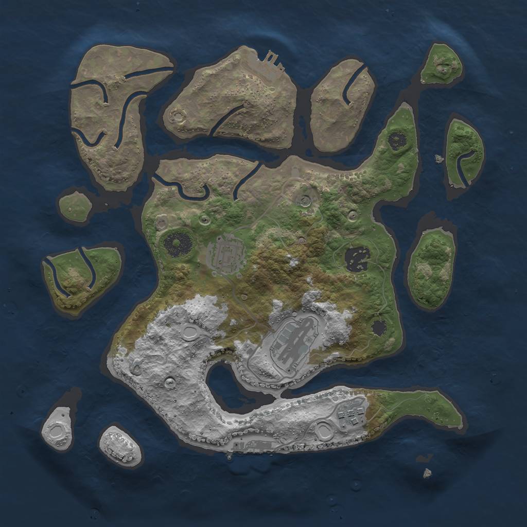 Rust Map: Procedural Map, Size: 3000, Seed: 555560811, 15 Monuments