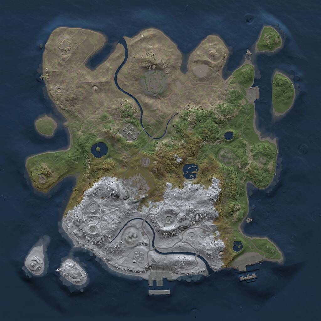 Rust Map: Procedural Map, Size: 3000, Seed: 555560811, 10 Monuments