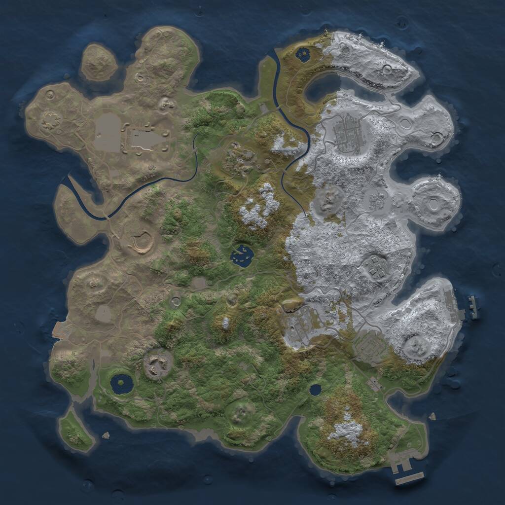 Rust Map: Procedural Map, Size: 3500, Seed: 528806841, 15 Monuments