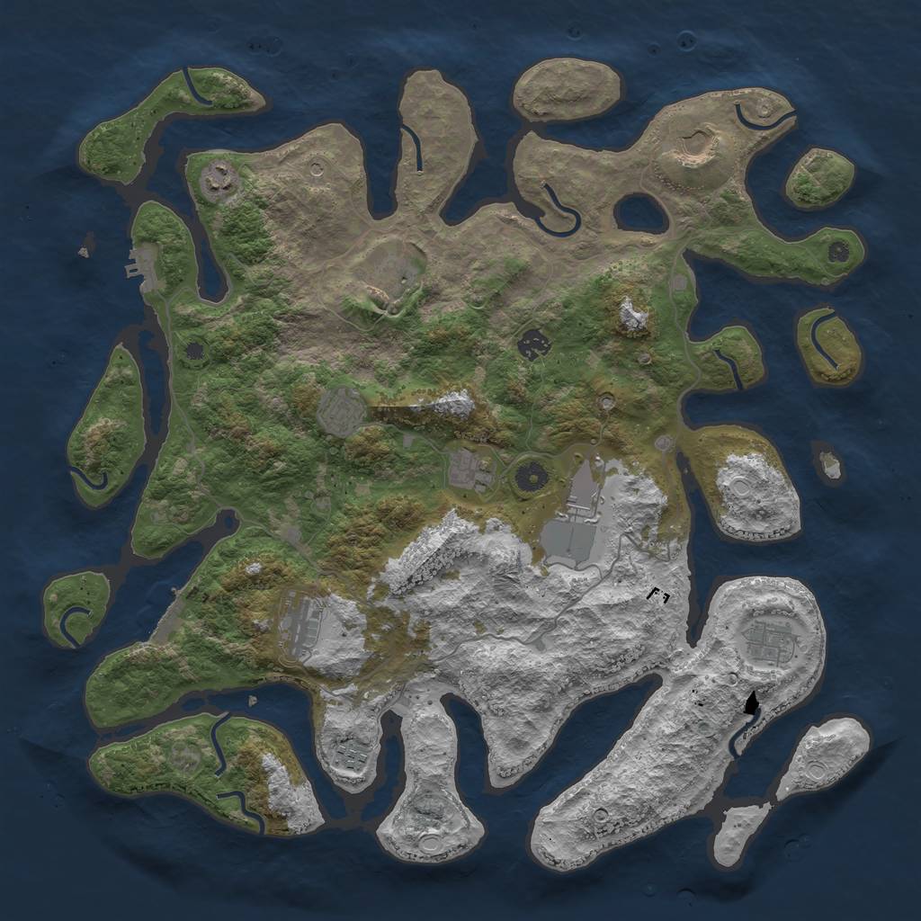 Rust Map: Procedural Map, Size: 4500, Seed: 123664949, 21 Monuments