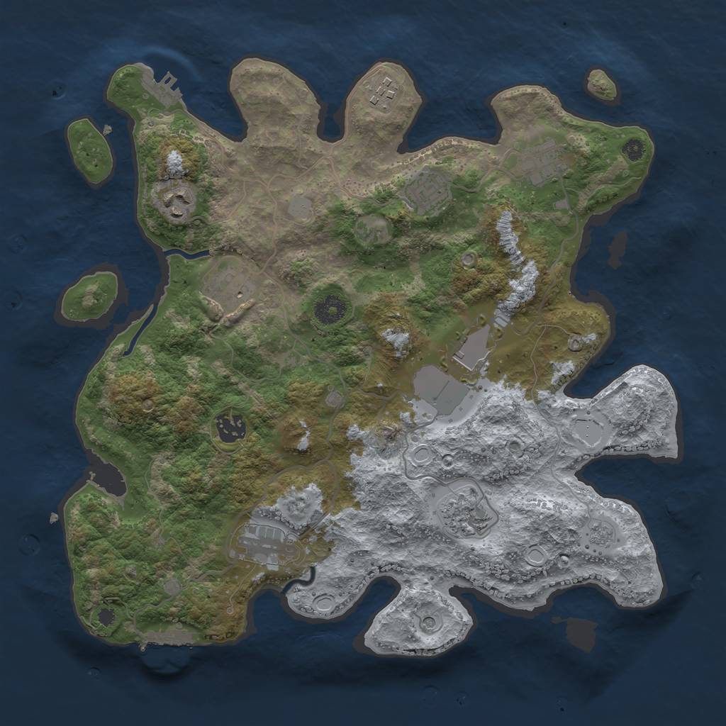 Rust Map: Procedural Map, Size: 3600, Seed: 405533299, 16 Monuments