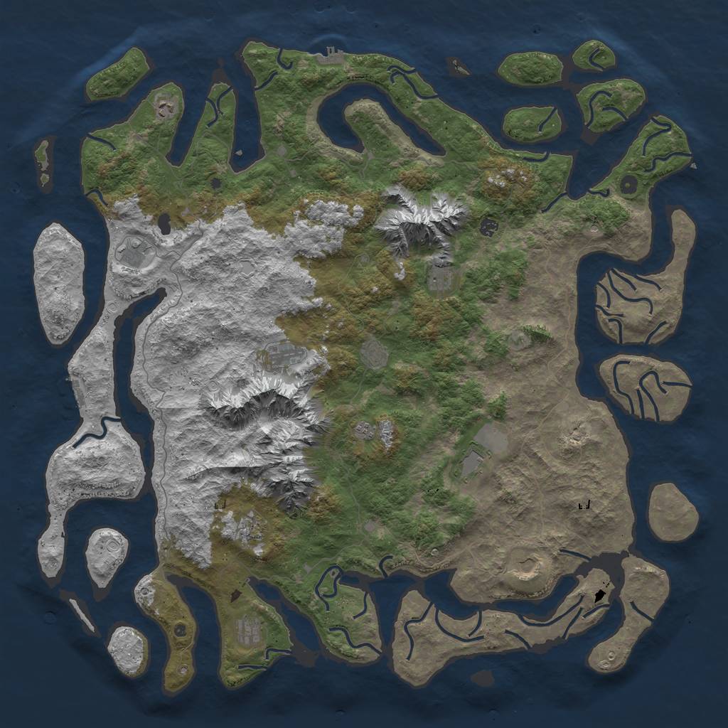 Rust Map: Procedural Map, Size: 6000, Seed: 6001, 22 Monuments