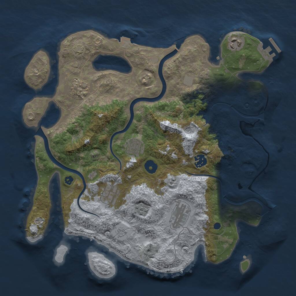 Rust Map: Procedural Map, Size: 3450, Seed: 95533, 12 Monuments