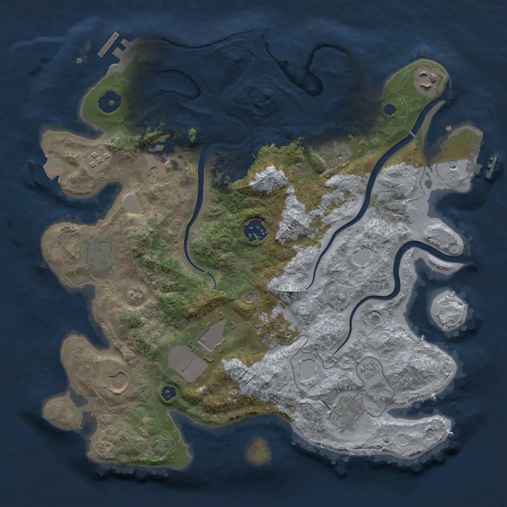 Rust Map: Procedural Map, Size: 3500, Seed: 1042822312, 16 Monuments