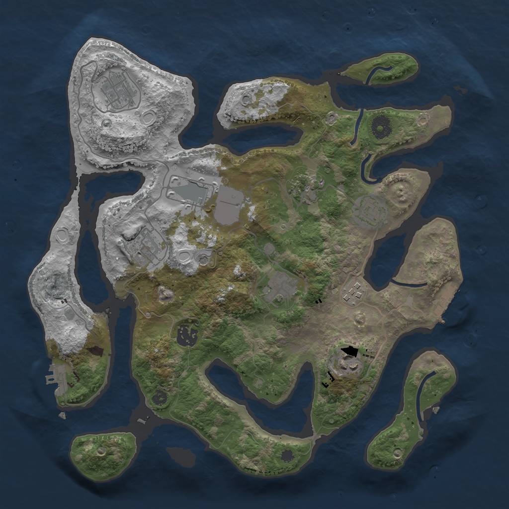 Rust Map: Procedural Map, Size: 3500, Seed: 1092031130, 20 Monuments