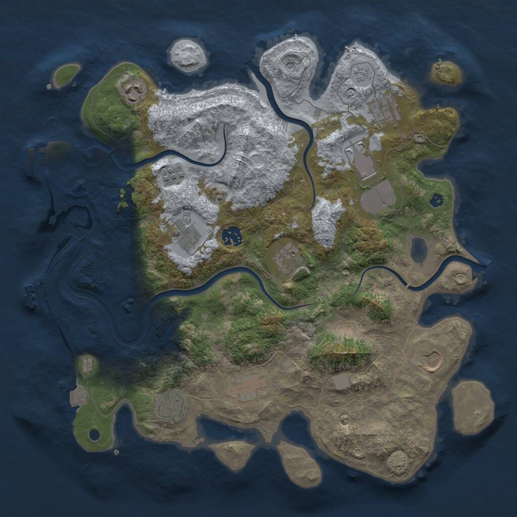 Rust Map: Procedural Map, Size: 3800, Seed: 441111, 16 Monuments