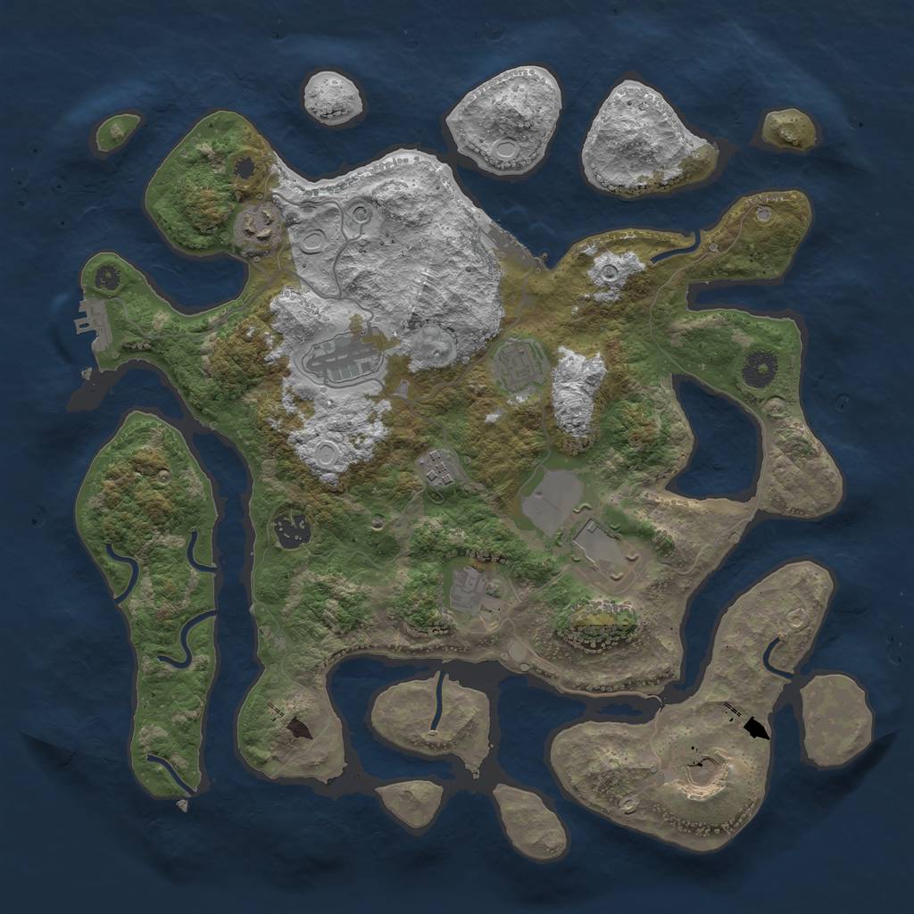 Rust Map: Procedural Map, Size: 3800, Seed: 441111, 19 Monuments