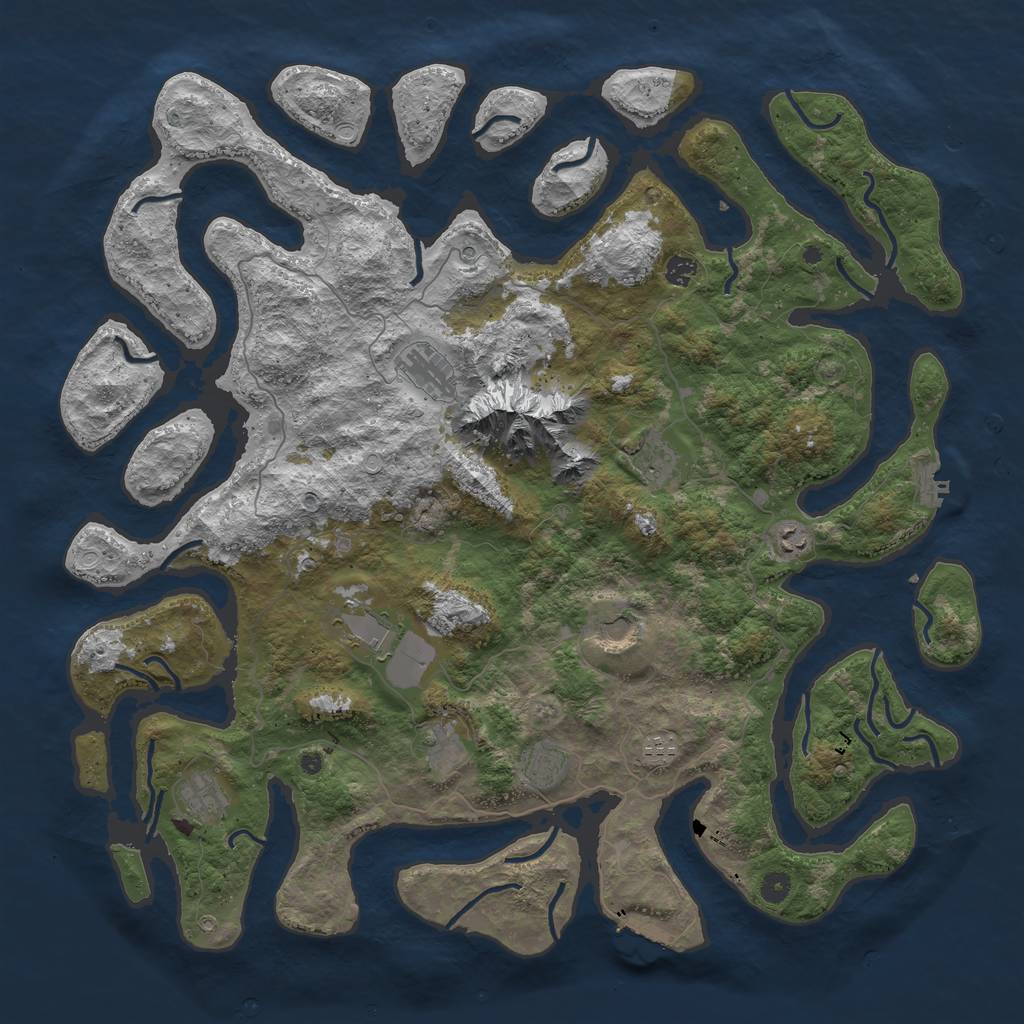 Rust Map: Procedural Map, Size: 5000, Seed: 1295833357, 21 Monuments