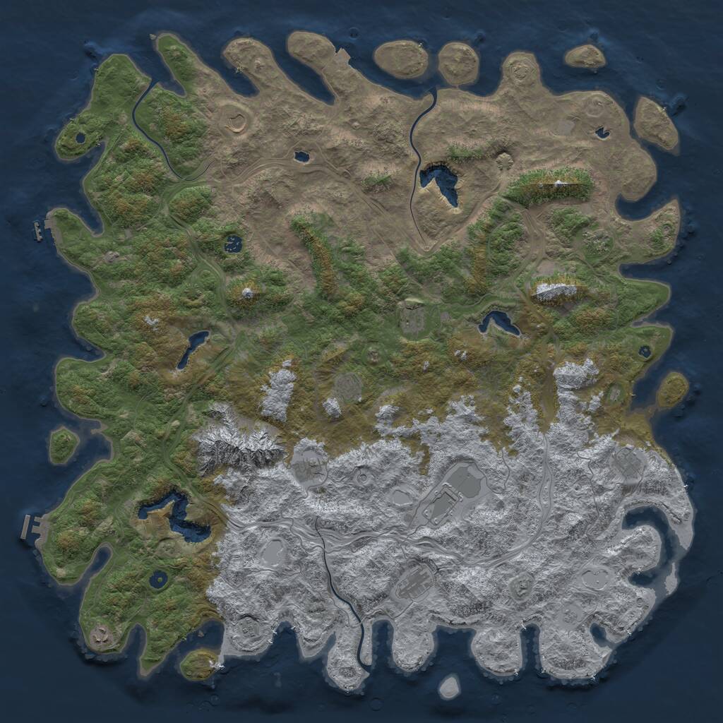 Rust Map: Procedural Map, Size: 6000, Seed: 1128694, 17 Monuments