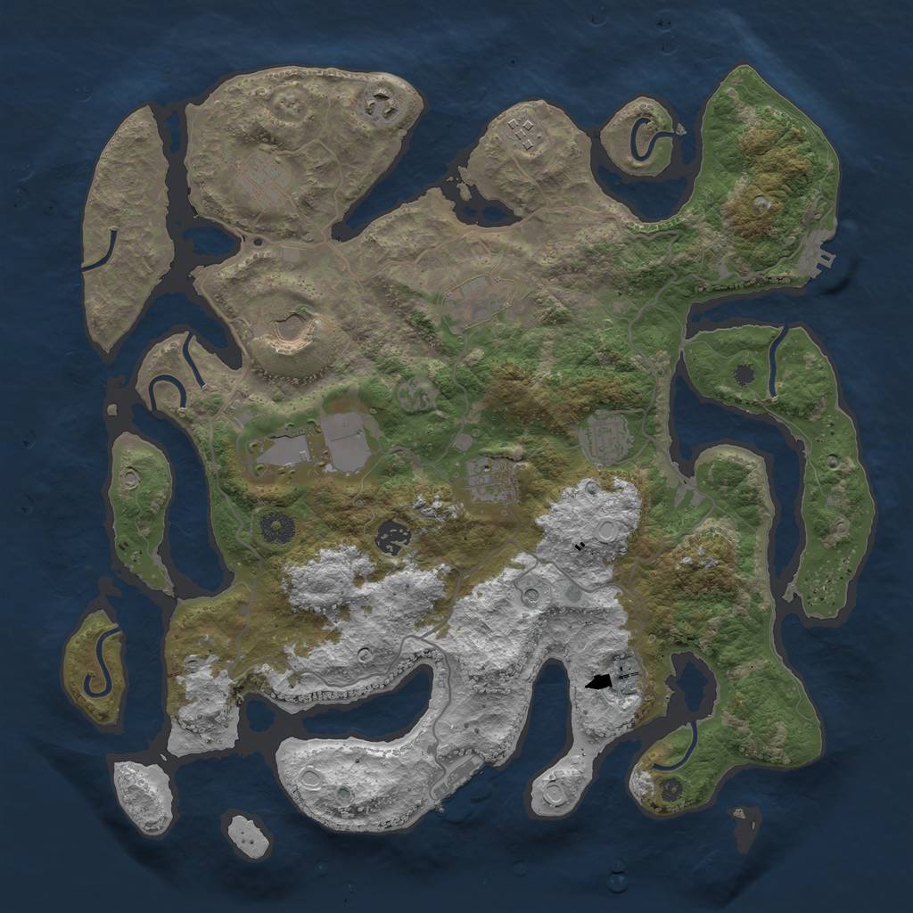 Rust Map: Procedural Map, Size: 4000, Seed: 456287336, 20 Monuments