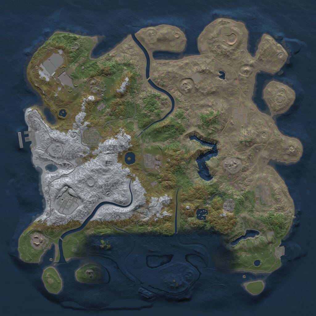 Rust Map: Procedural Map, Size: 4000, Seed: 1801731607, 17 Monuments