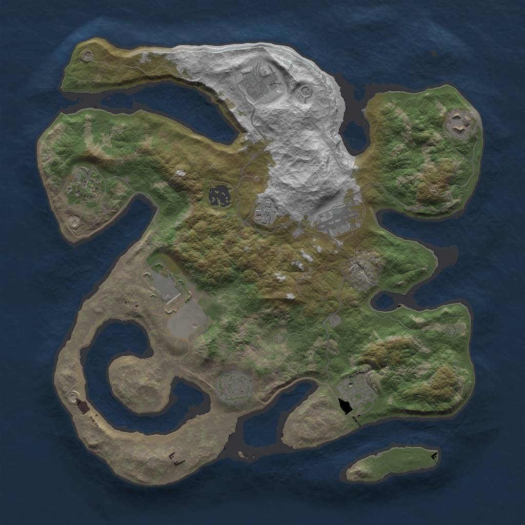 Rust Map: Barren, Size: 3500, Seed: 778289632, 12 Monuments