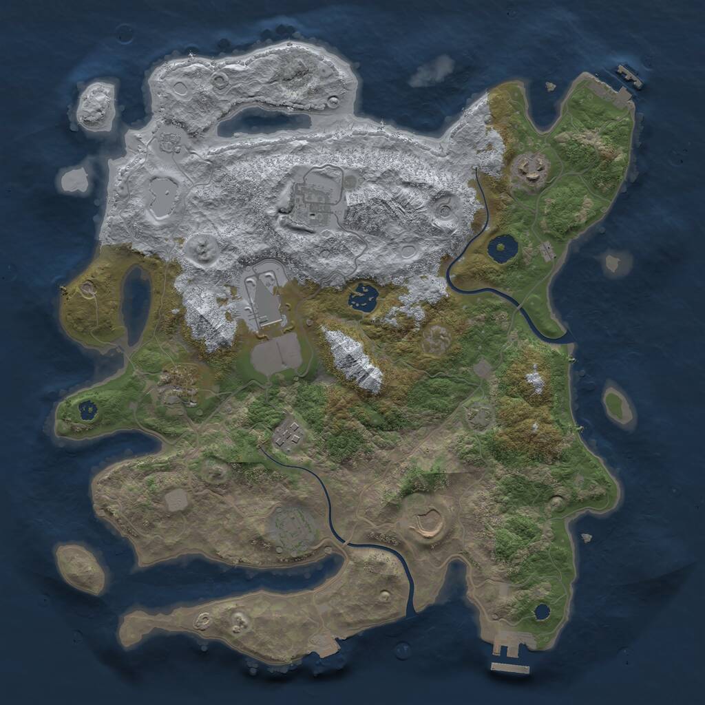 Rust Map: Procedural Map, Size: 3700, Seed: 22, 14 Monuments