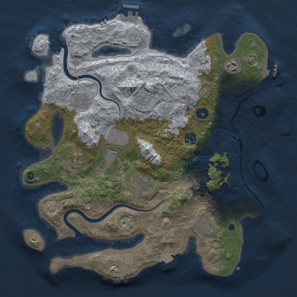 Rust Map: Procedural Map, Size: 3700, Seed: 22, 15 Monuments