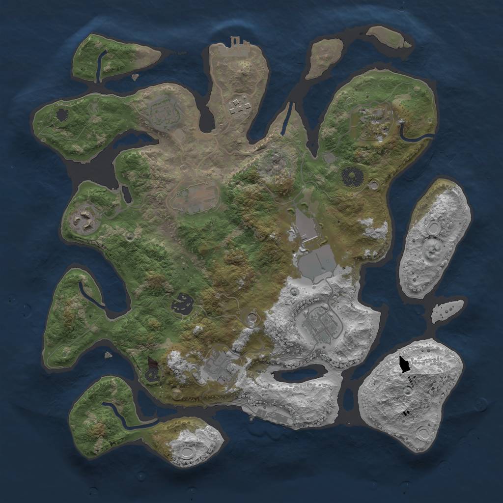 Rust Map: Procedural Map, Size: 3500, Seed: 1915421717, 20 Monuments