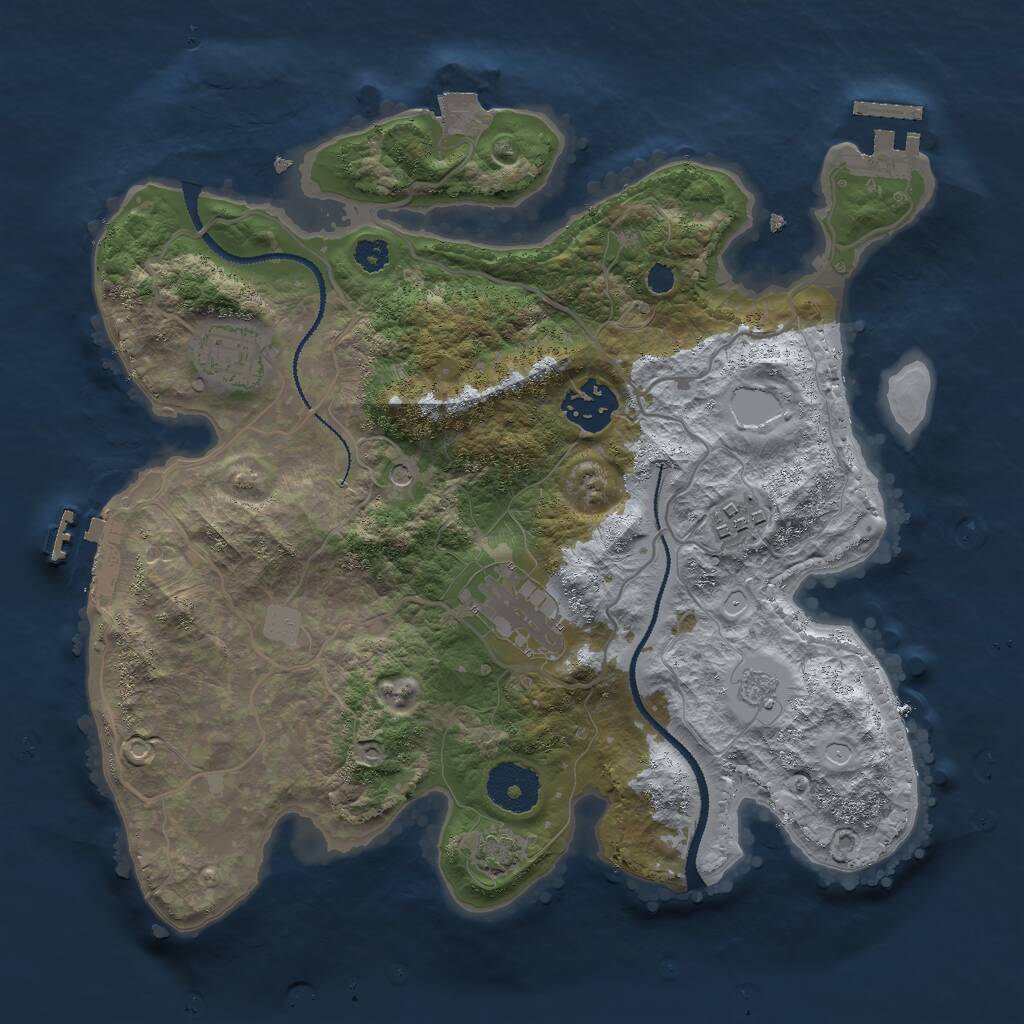 Rust Map: Procedural Map, Size: 3000, Seed: 5486817, 10 Monuments