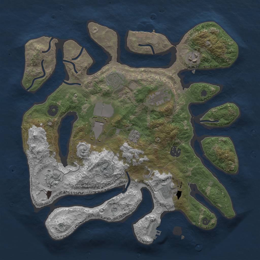 Rust Map: Procedural Map, Size: 3500, Seed: 647744808, 19 Monuments