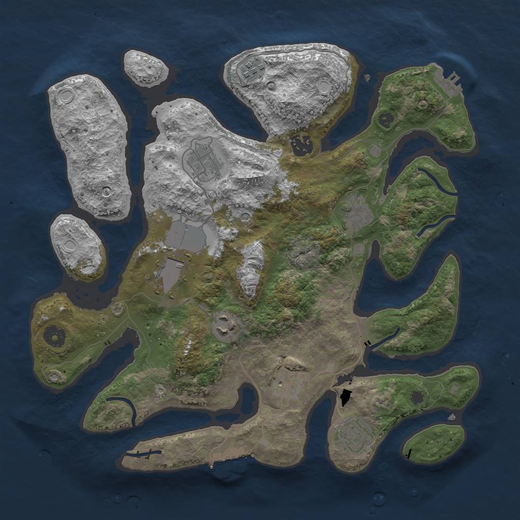 Rust Map: Procedural Map, Size: 3500, Seed: 1951495375, 19 Monuments