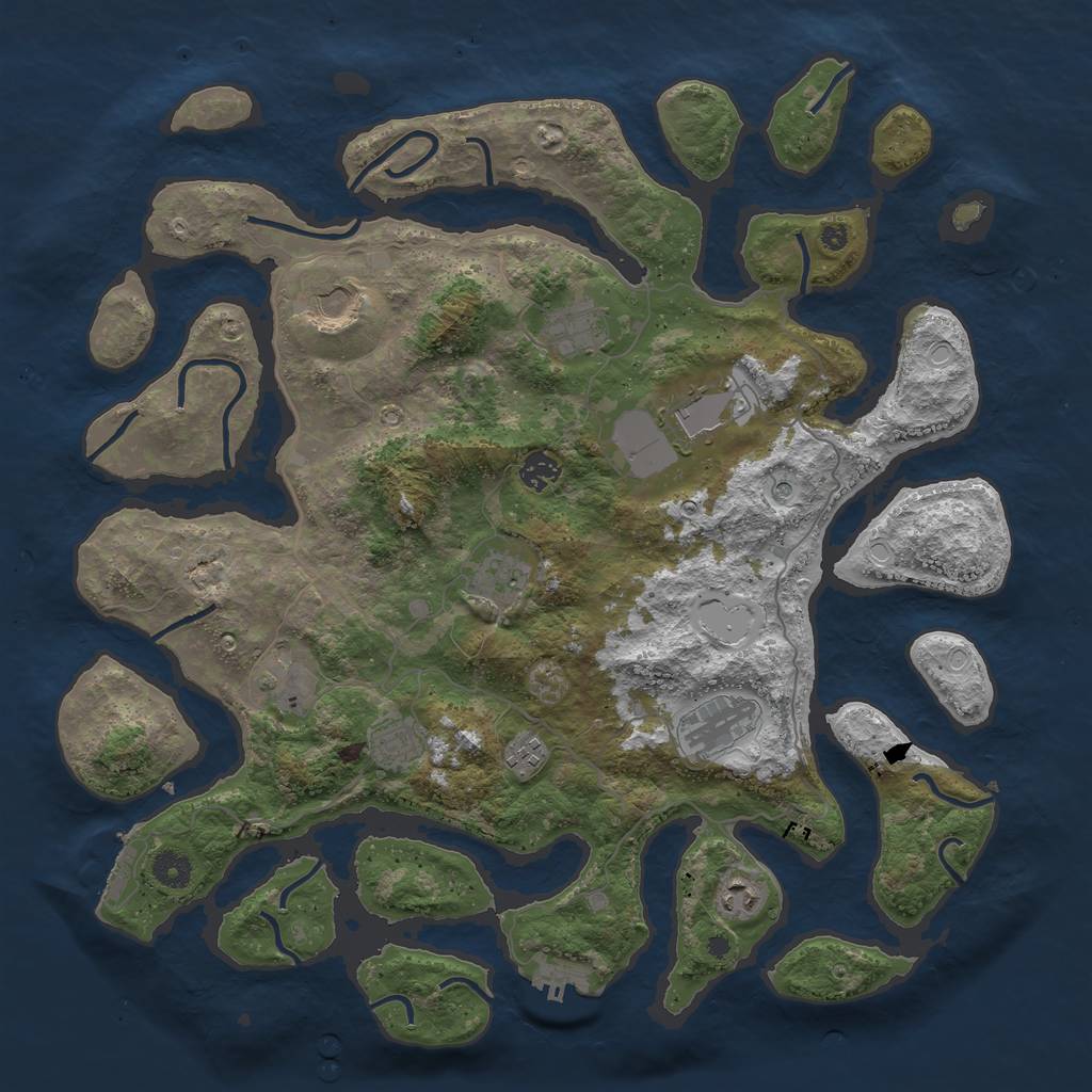 Rust Map: Procedural Map, Size: 4250, Seed: 893787, 21 Monuments