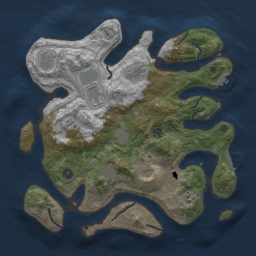 Rust Map: Procedural Map, Size: 3700, Seed: 991354257, 20 Monuments