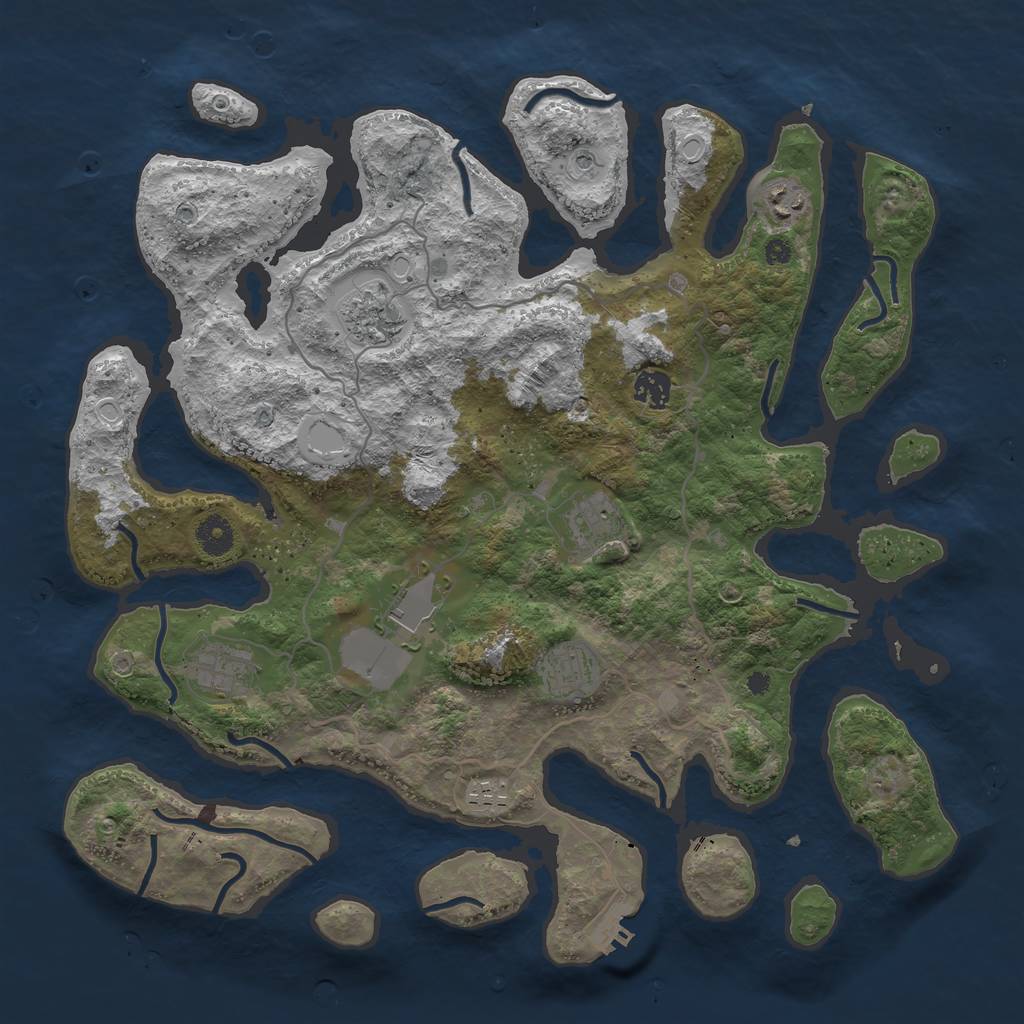 Rust Map: Procedural Map, Size: 4000, Seed: 5555555, 18 Monuments