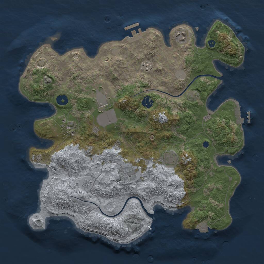 Rust Map: Procedural Map, Size: 3500, Seed: 1524459988, 13 Monuments