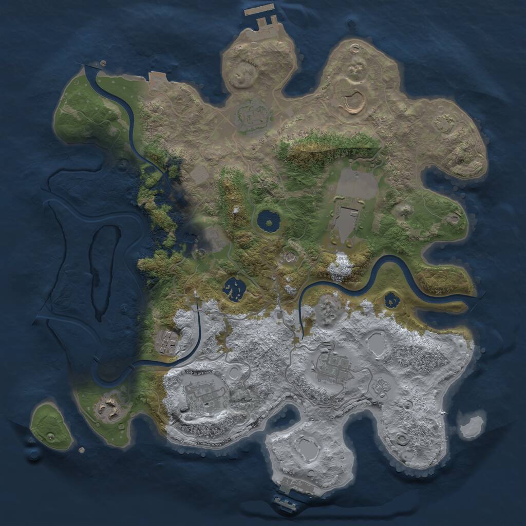 Rust Map: Procedural Map, Size: 3500, Seed: 2033445149, 15 Monuments