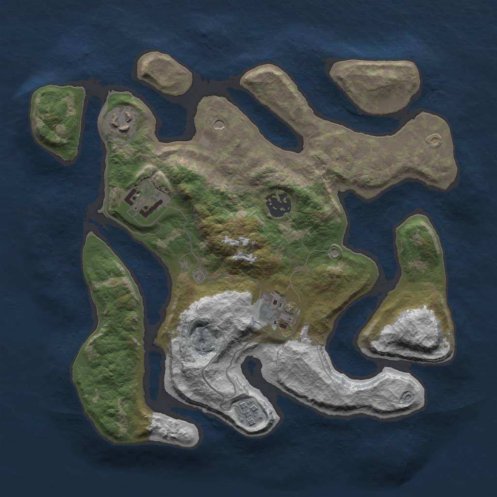 Rust Map: Barren, Size: 3000, Seed: 1001344578, 8 Monuments