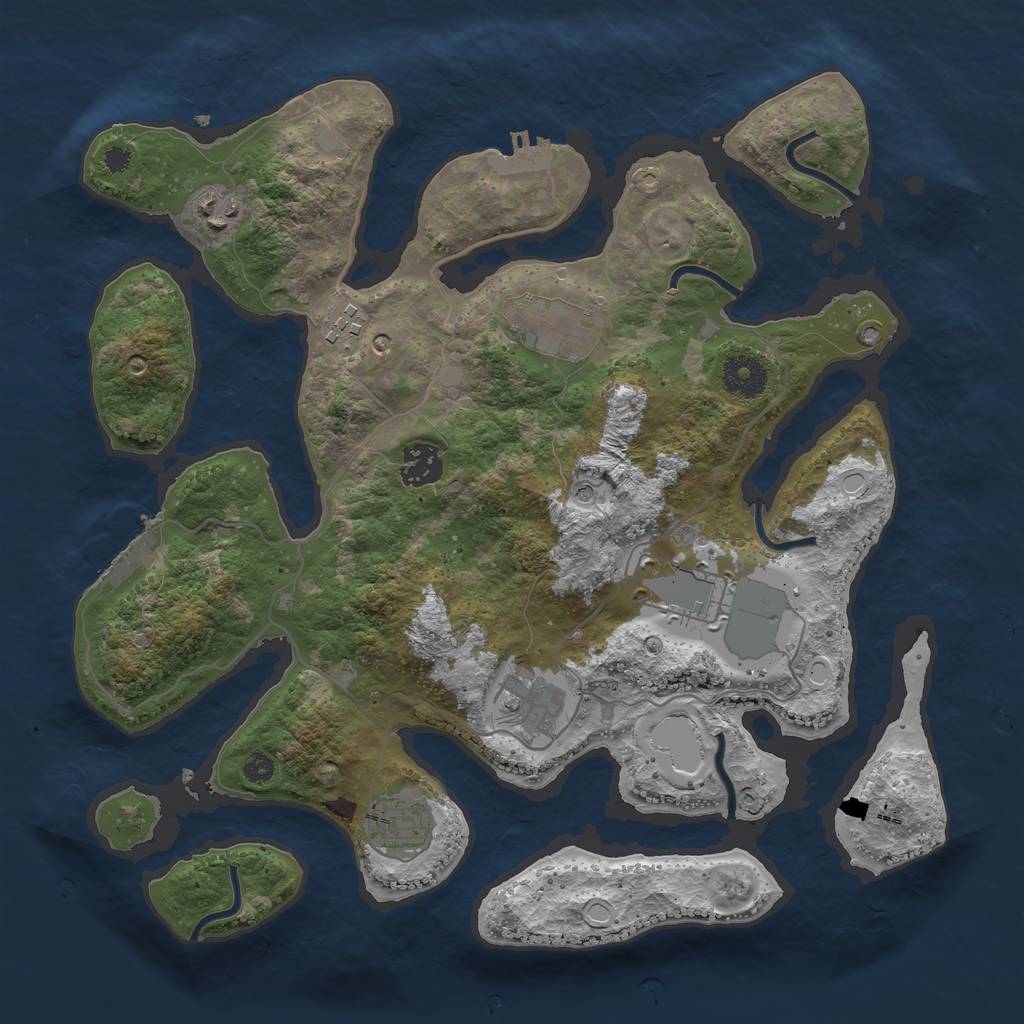 Rust Map: Procedural Map, Size: 3500, Seed: 1720247678, 18 Monuments