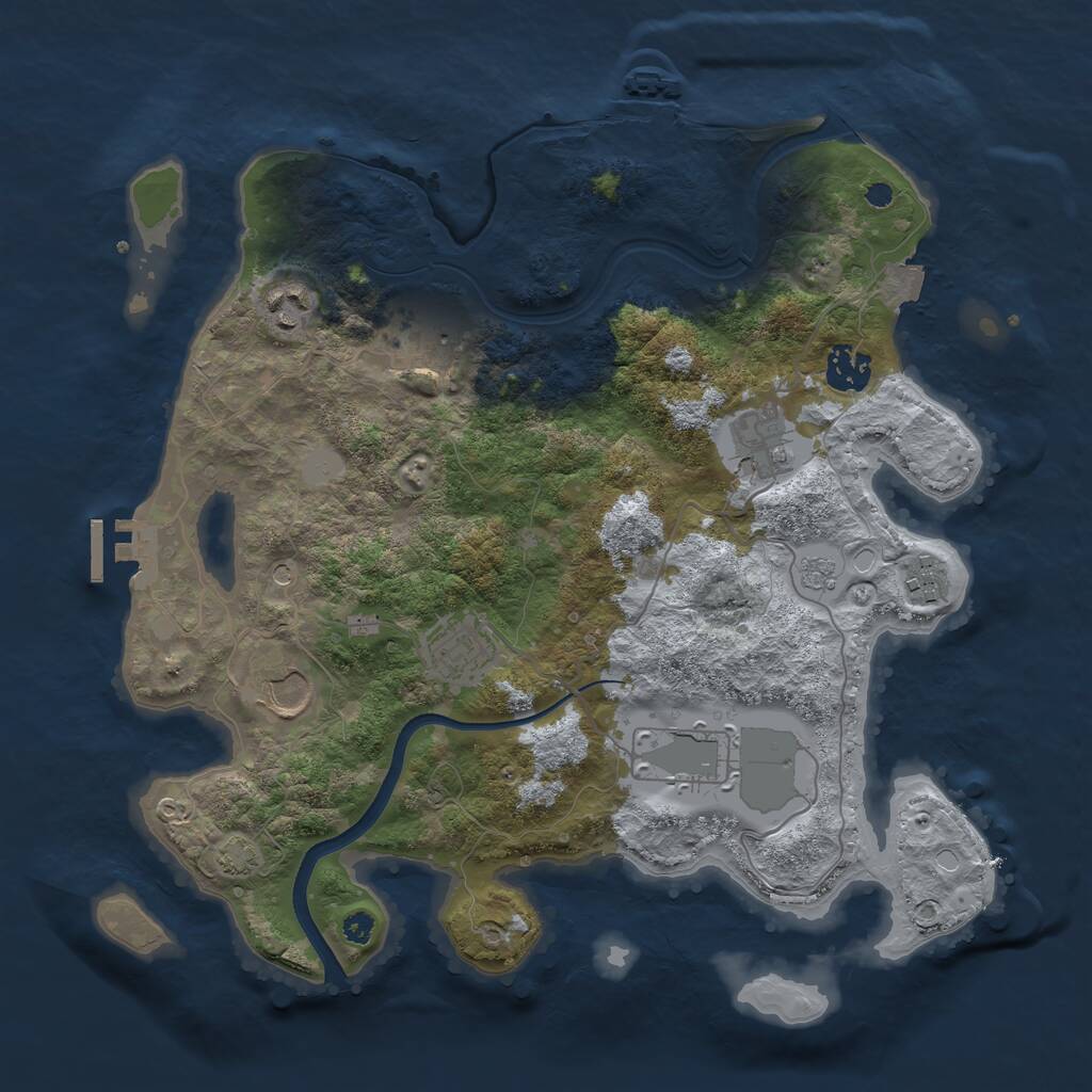 Rust Map: Procedural Map, Size: 3500, Seed: 9701721, 14 Monuments