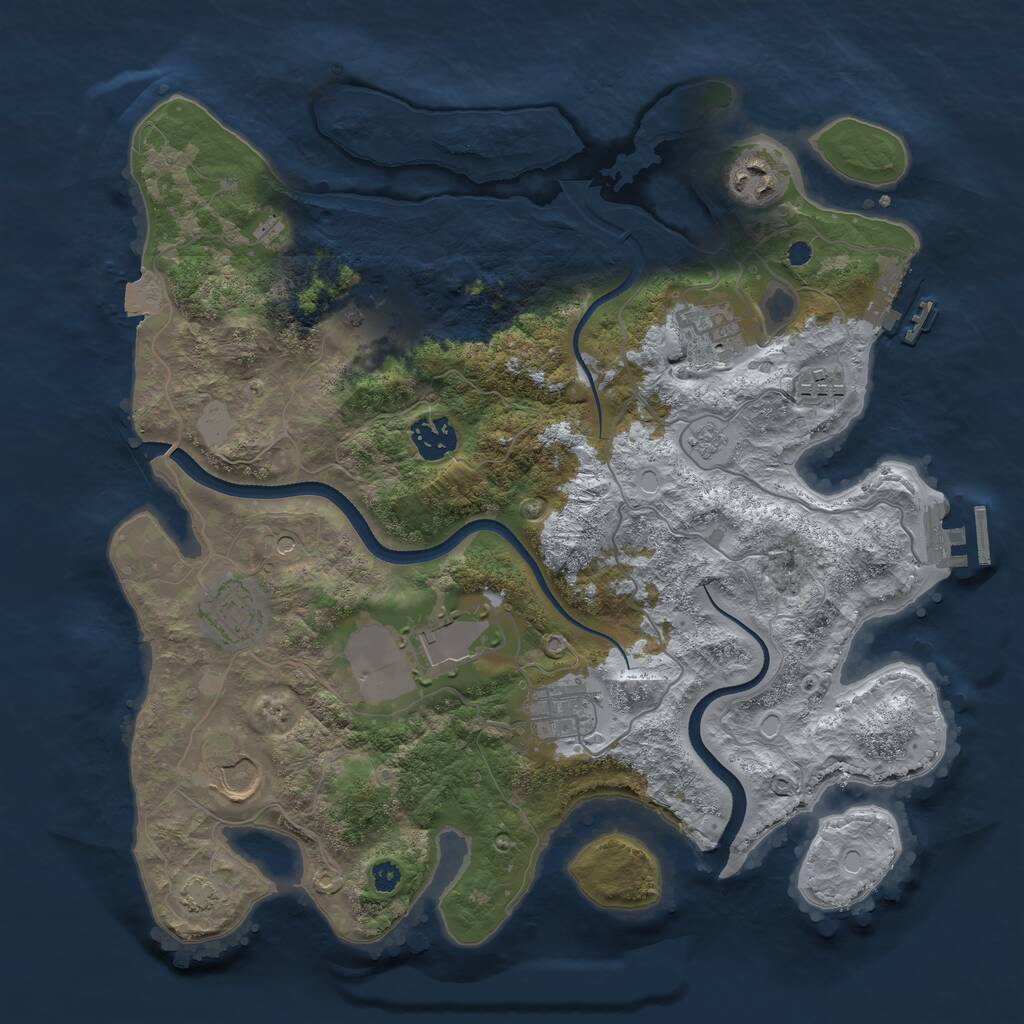 Rust Map: Procedural Map, Size: 3500, Seed: 591751918, 15 Monuments