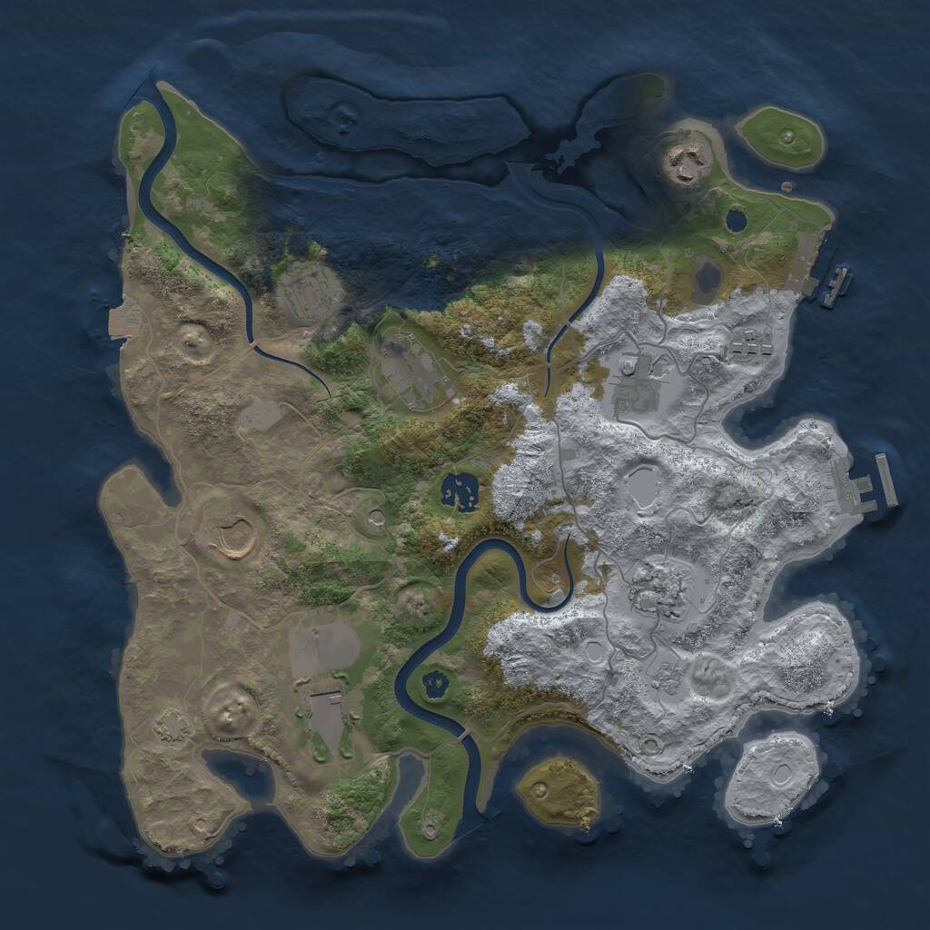 Rust Map: Procedural Map, Size: 3500, Seed: 591751918, 15 Monuments