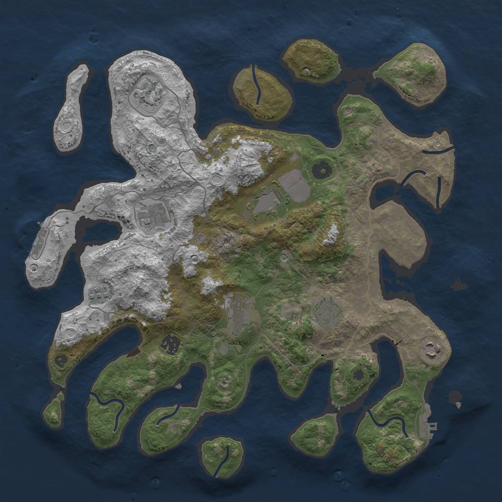 Rust Map: Procedural Map, Size: 4000, Seed: 10205, 19 Monuments