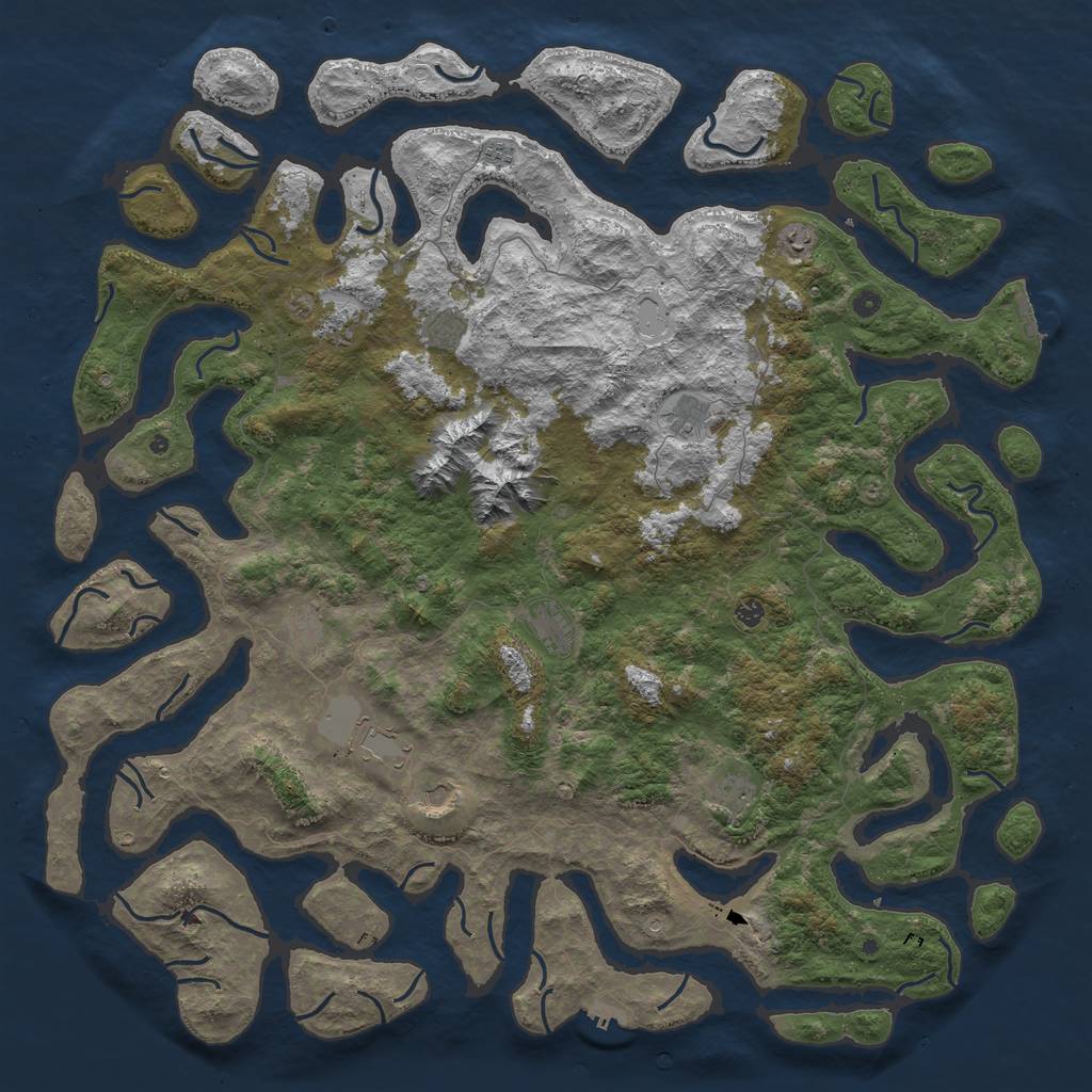 Rust Map: Procedural Map, Size: 6000, Seed: 105074784, 22 Monuments