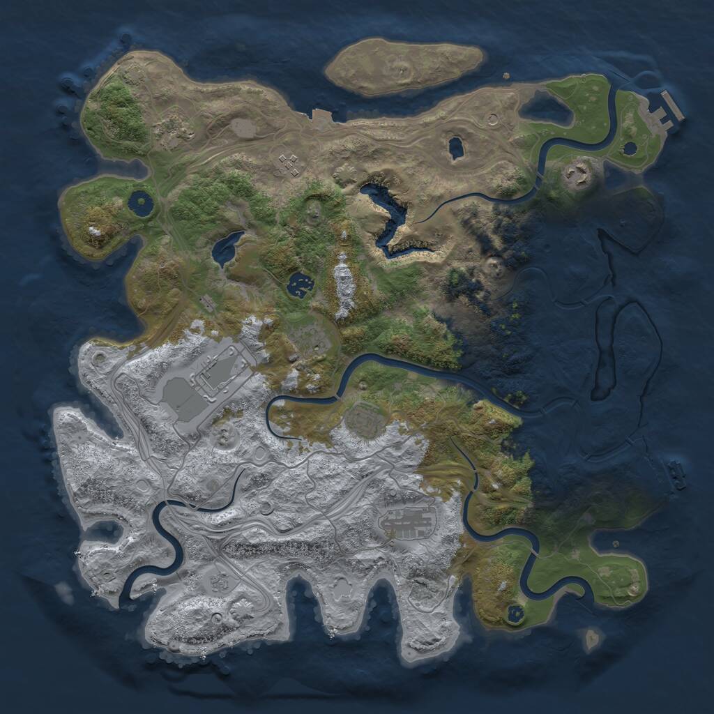 Rust Map: Procedural Map, Size: 4250, Seed: 306693, 14 Monuments