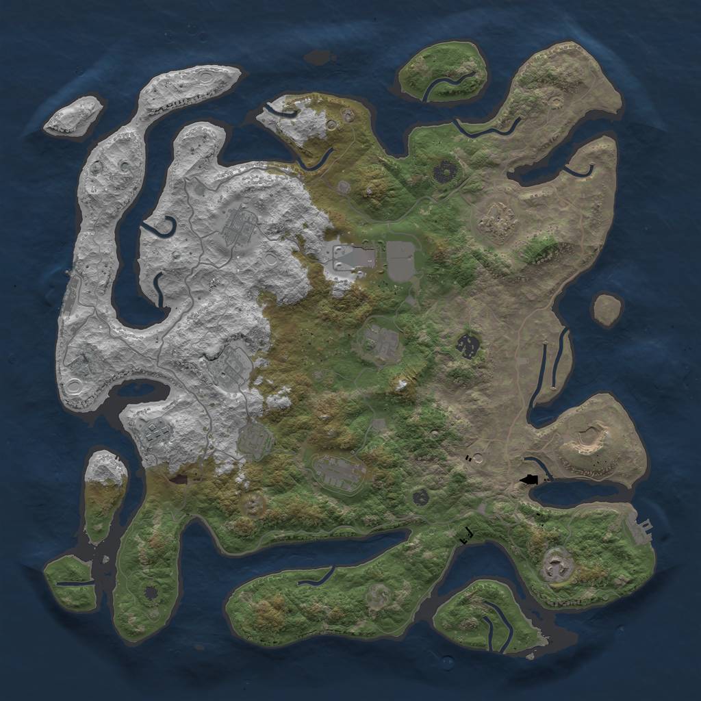 Rust Map: Procedural Map, Size: 4500, Seed: 2108923476, 22 Monuments