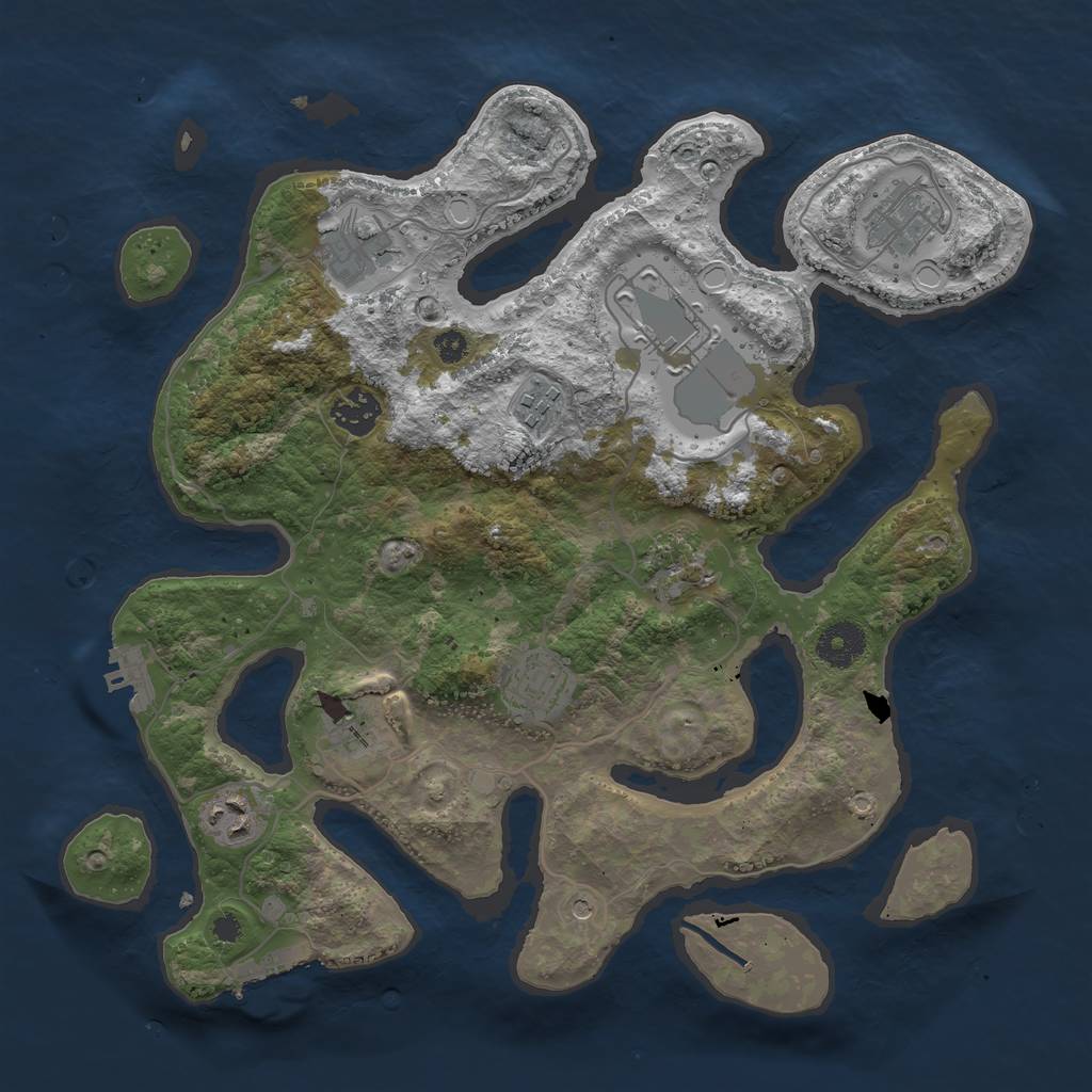 Rust Map: Procedural Map, Size: 3500, Seed: 502459690, 20 Monuments