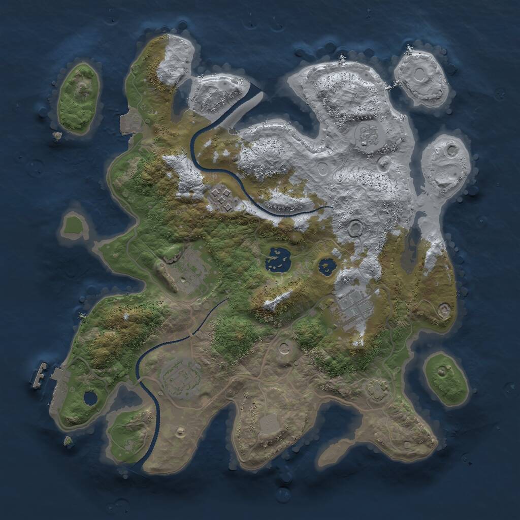 Rust Map: Procedural Map, Size: 3000, Seed: 88272, 10 Monuments