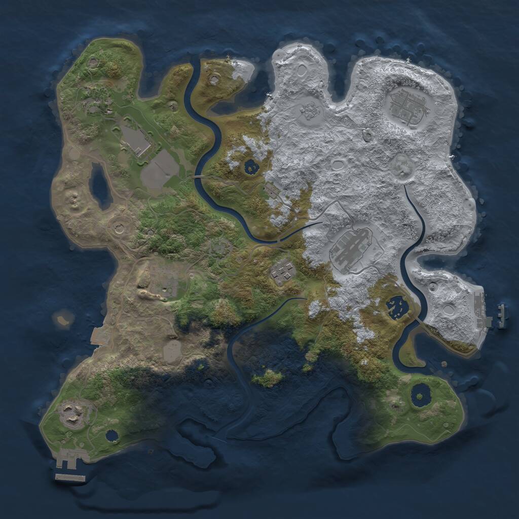 Rust Map: Procedural Map, Size: 3500, Seed: 1060572521, 14 Monuments