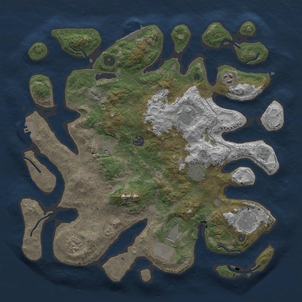 Rust Map: Procedural Map, Size: 4000, Seed: 3041383, 20 Monuments