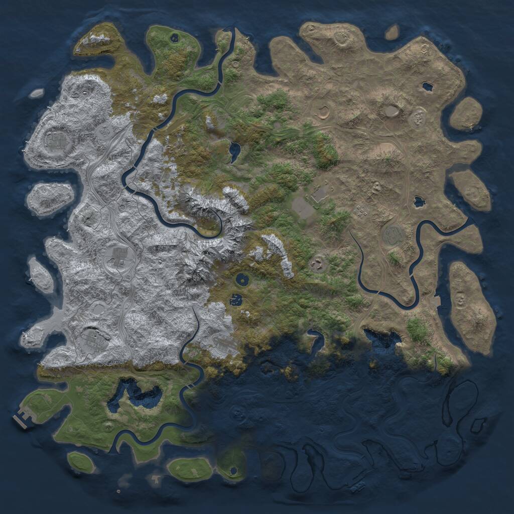 Rust Map: Procedural Map, Size: 5999, Seed: 836429099, 17 Monuments