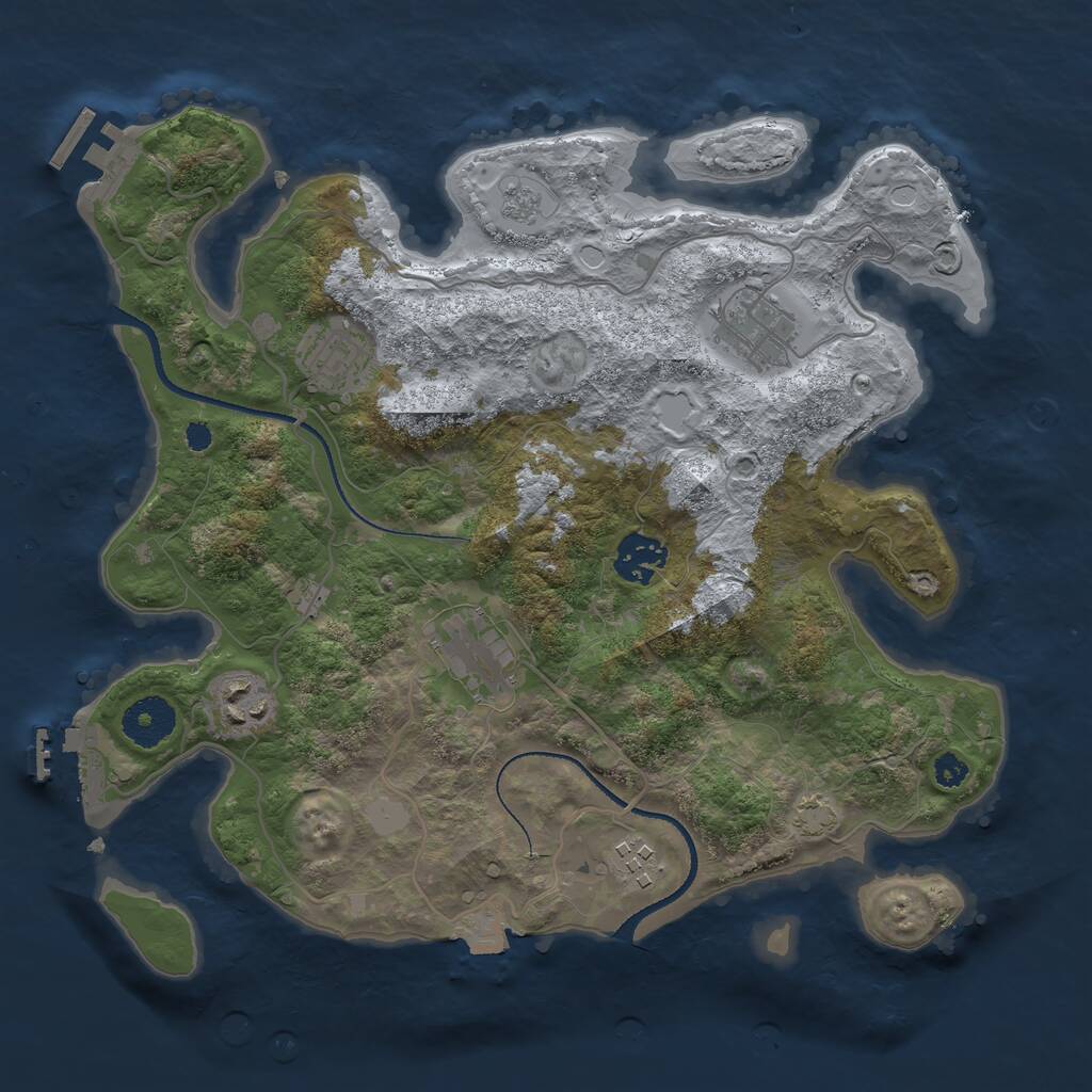 Rust Map: Procedural Map, Size: 3250, Seed: 893752, 11 Monuments