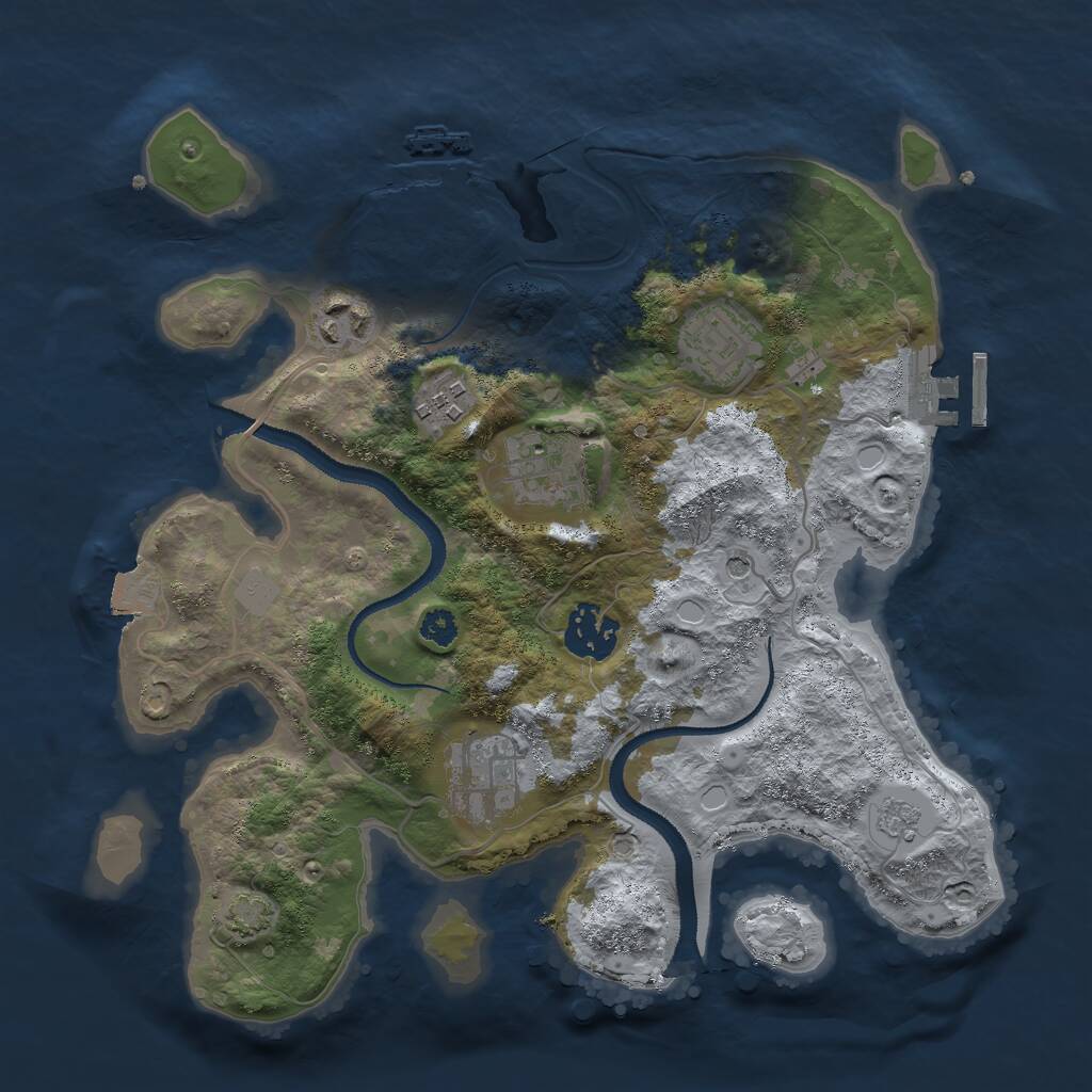 Rust Map: Procedural Map, Size: 3000, Seed: 754016411, 12 Monuments