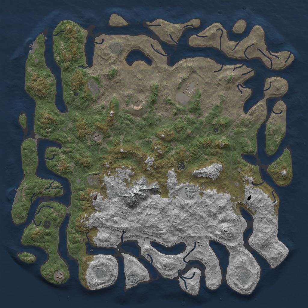 Rust Map: Procedural Map, Size: 6000, Seed: 1083732613, 22 Monuments