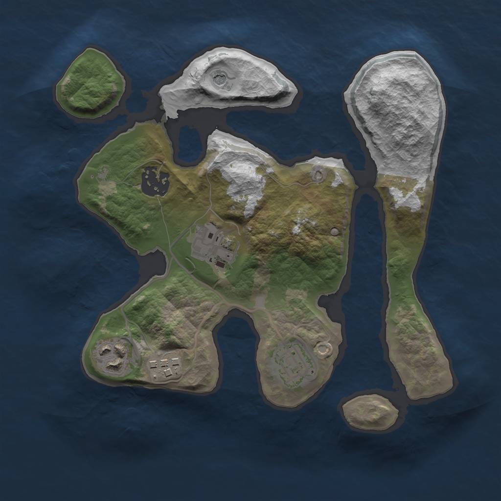 Rust Map: Barren, Size: 2500, Seed: 2223, 8 Monuments