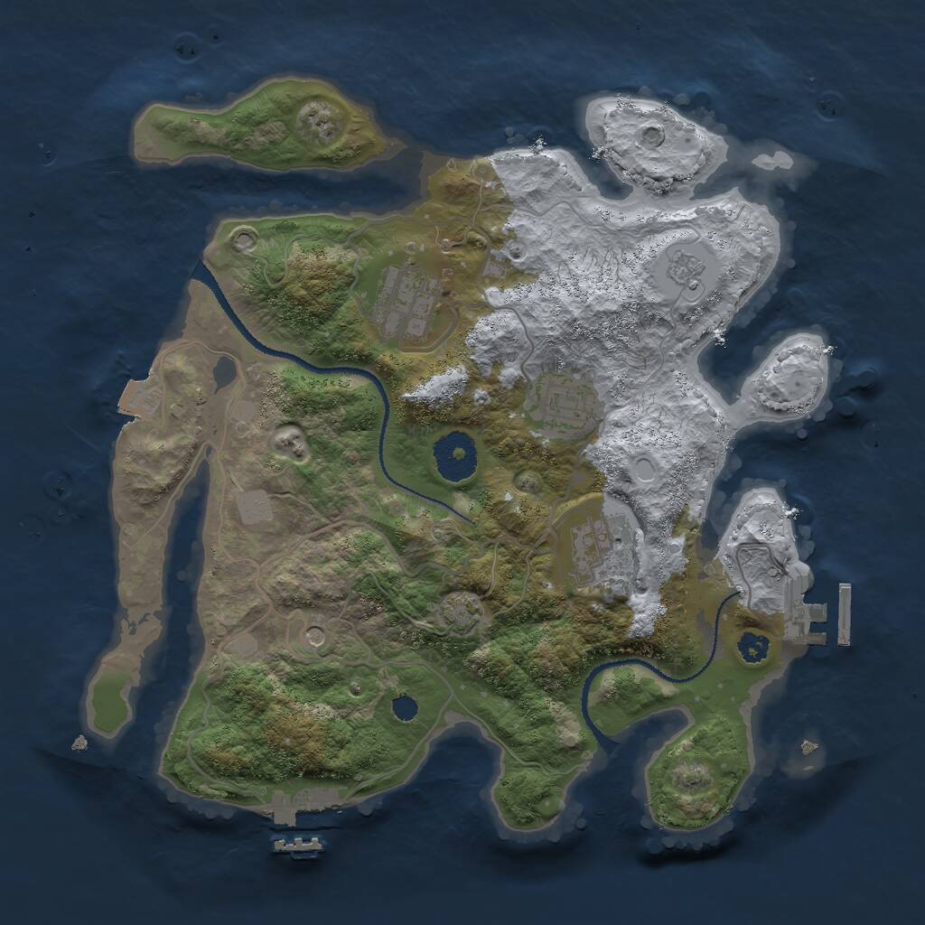 Rust Map: Procedural Map, Size: 3000, Seed: 1260280399, 9 Monuments