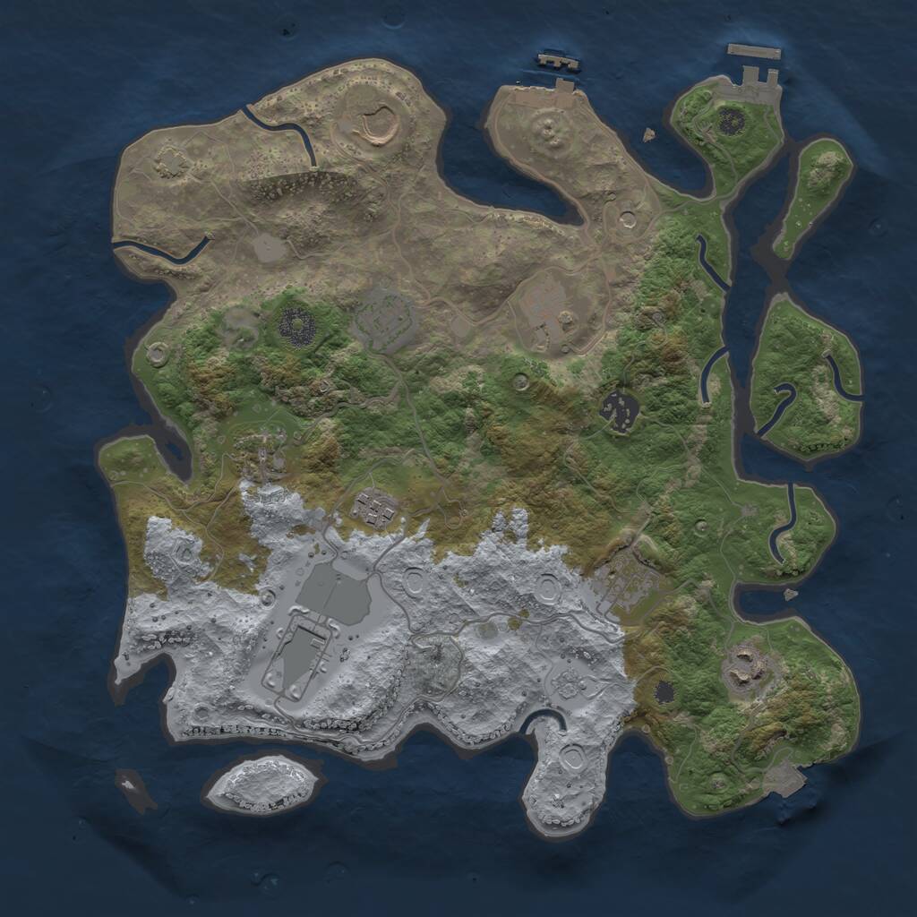Rust Map: Procedural Map, Size: 3500, Seed: 252619643, 15 Monuments