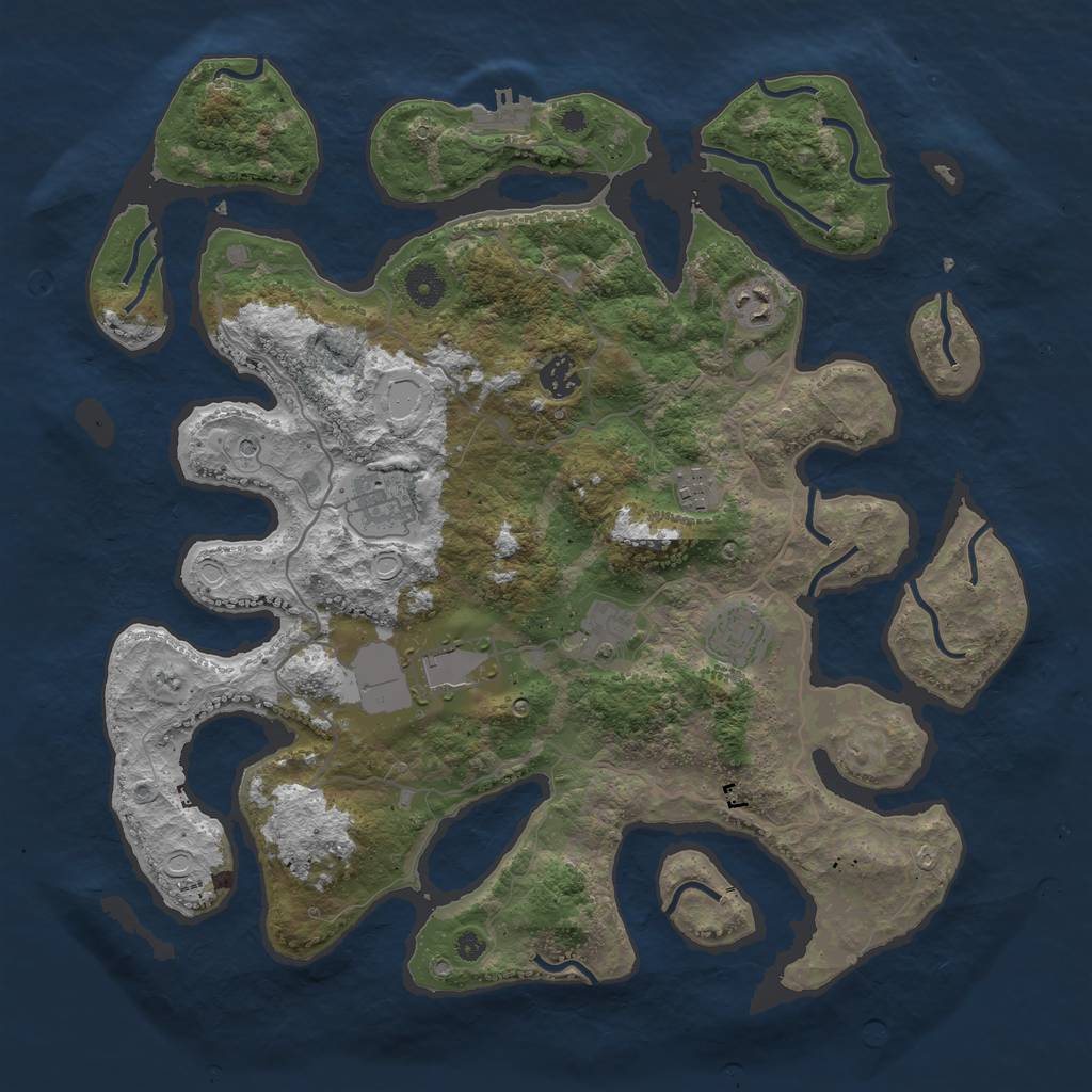 Rust Map: Procedural Map, Size: 4000, Seed: 267392, 17 Monuments