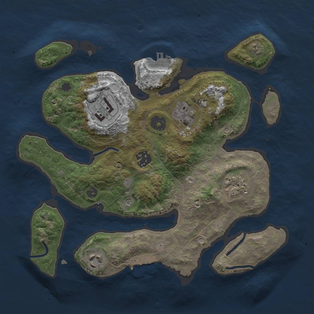 Rust Map: Procedural Map, Size: 3000, Seed: 599990, 16 Monuments